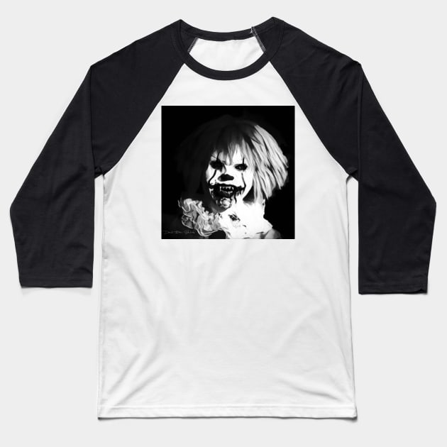 Bad Hair Day -  Black and White Baseball T-Shirt by davidbstudios